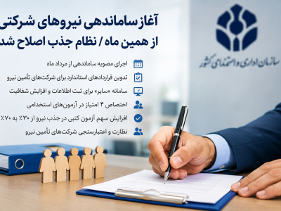 آغاز اجرای ساماندهی نیروهای شرکتی از مرداد؛ جزئیات تغییر قراردادها، امتیاز استخدامی و اصلاح نظام جذب